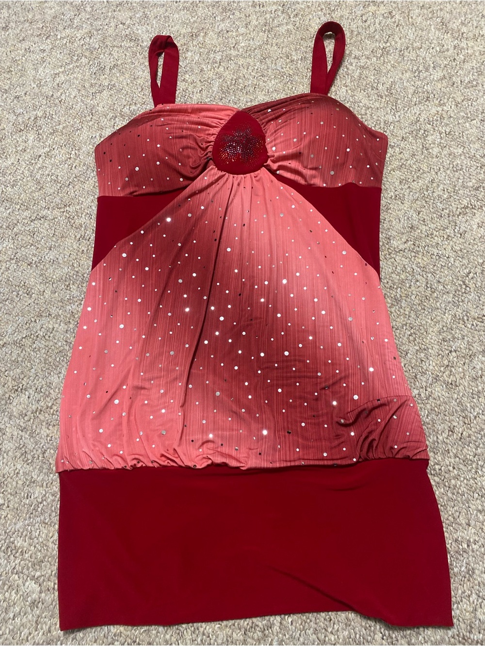 Y2K/2000s Red Two-Tone Sparkle Top - Size XL